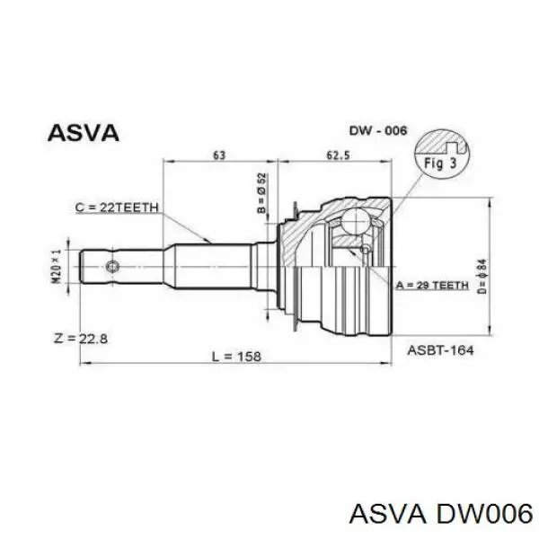 DW006 Asva шрус зовнішній передній