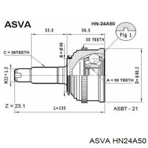 HN24A50 Asva шрус зовнішній передній