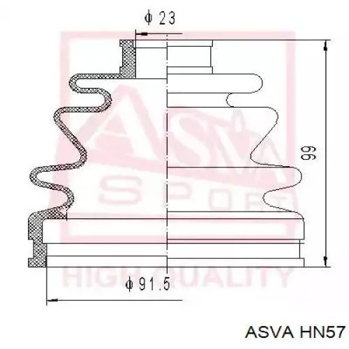 ШРУС зовнішній передній HN57 Asva