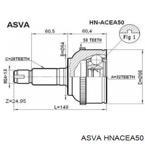 HNACEA50 Asva шрус зовнішній передній