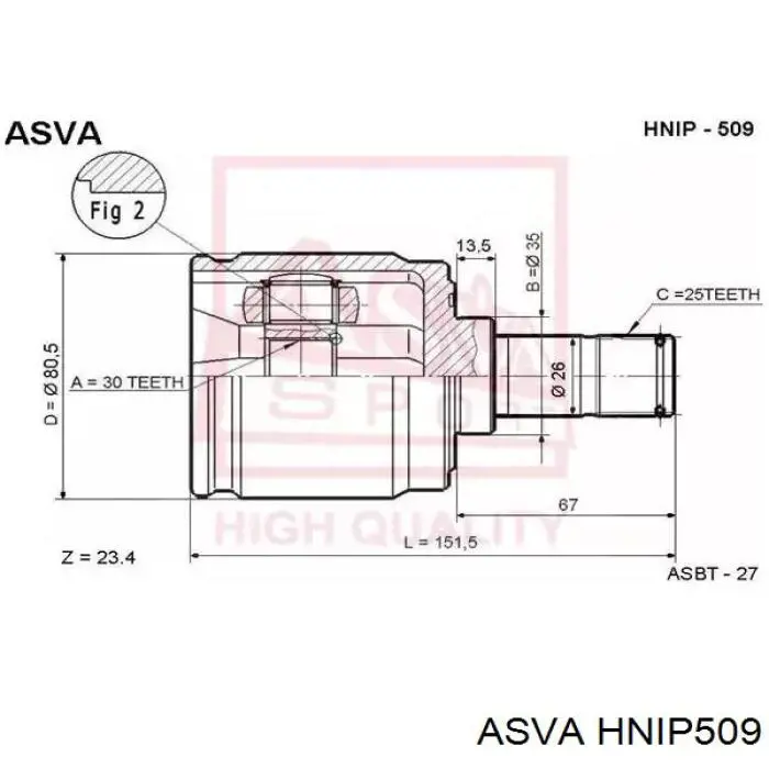 ШРКШ внутрішній, передній, правий Asva HNIP509 ціна, від 37.28 USD
