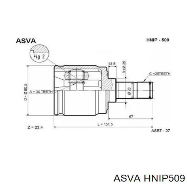 Купити HNIP509 Asva ШРУС внутрішній правий
