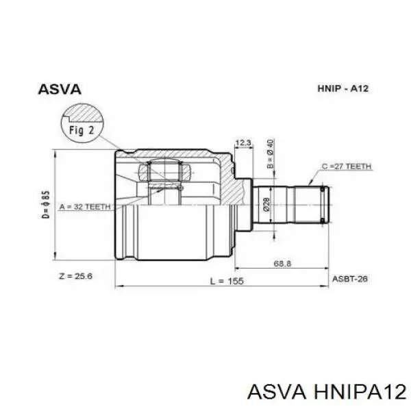 Купити HNIPA12 Asva ШРУС внутрішній правий