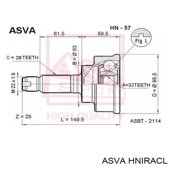 ШРКШ внутрішній, передній, правий Asva HNIRACL ціна, від 35.21 USD