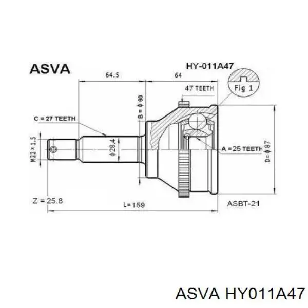 Купити HY011A47 Asva Шарнір приводу зовнішній