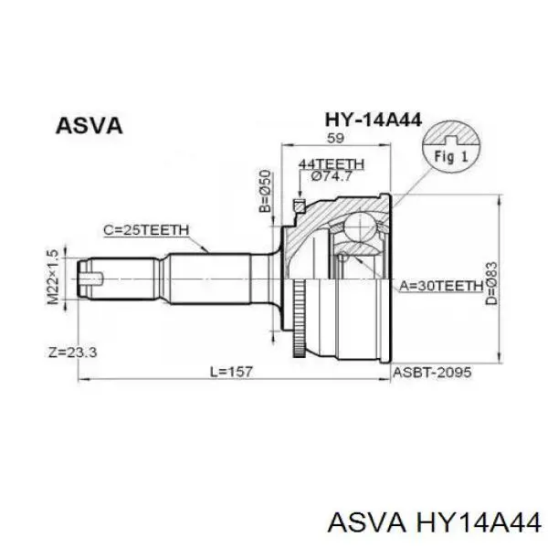 ШРУС зовнішній передній HY14A44 Asva