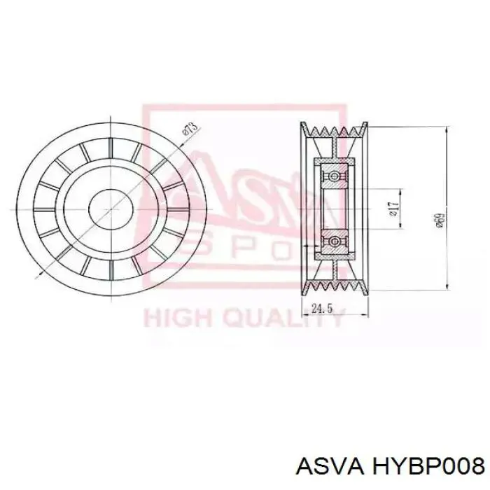 HYBP008 Asva Натяжна планка поліклинового ременя