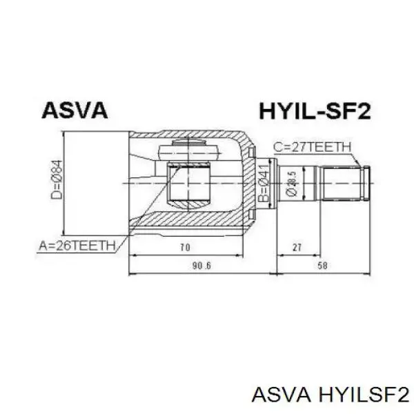 HYILSF2 Asva Шарнір кутових швидкостей передній лівий