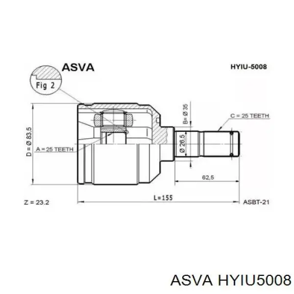 HYIU5008 Asva ШРКШ внутрішній, передній