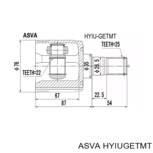 ШРУС внутрішній, передній HYIUGETMT Asva