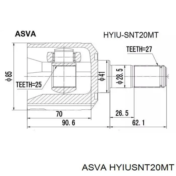 ШРКШ внутрішній, передній Asva HYIUSNT20MT ціна, від 30.93 USD