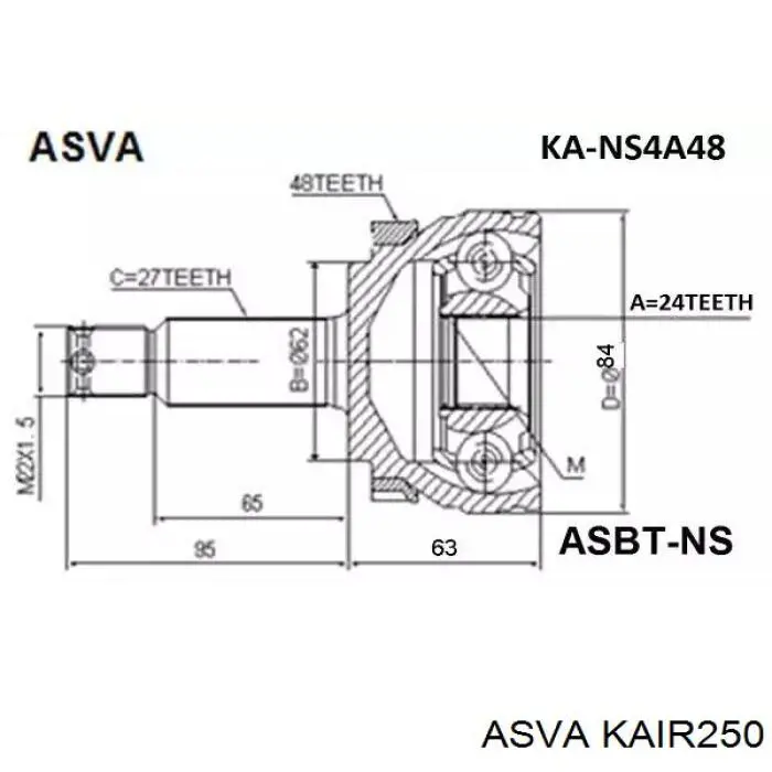 ШРУС внутрішній, передній, правий KAIR250 Asva