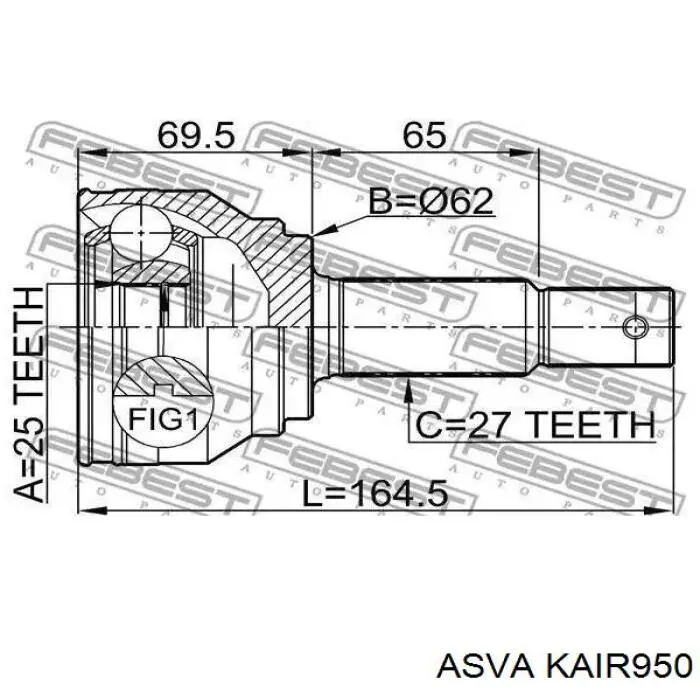 ШРУС внутрішній, передній, правий KAIR950 Asva