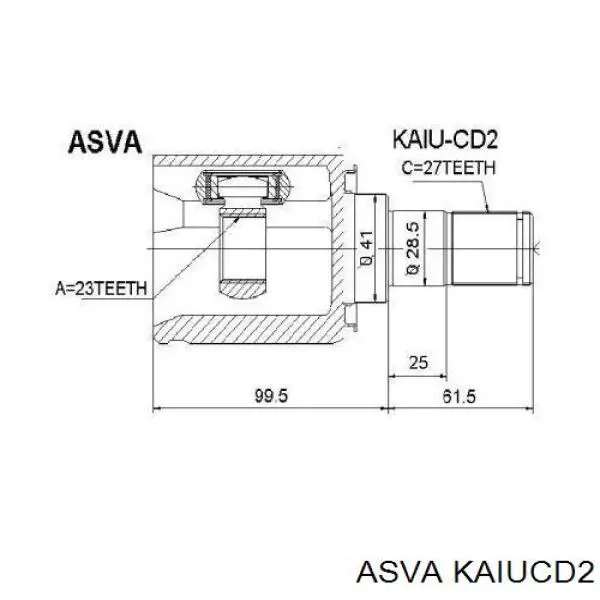 KAIUCD2 Asva ШРУС внутрішній, передній, лівий