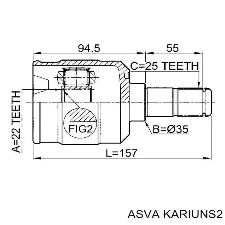 Шарнір кутових швидкостей передній лівий Asva KARIUNS2 ціна, від 41.02 USD
