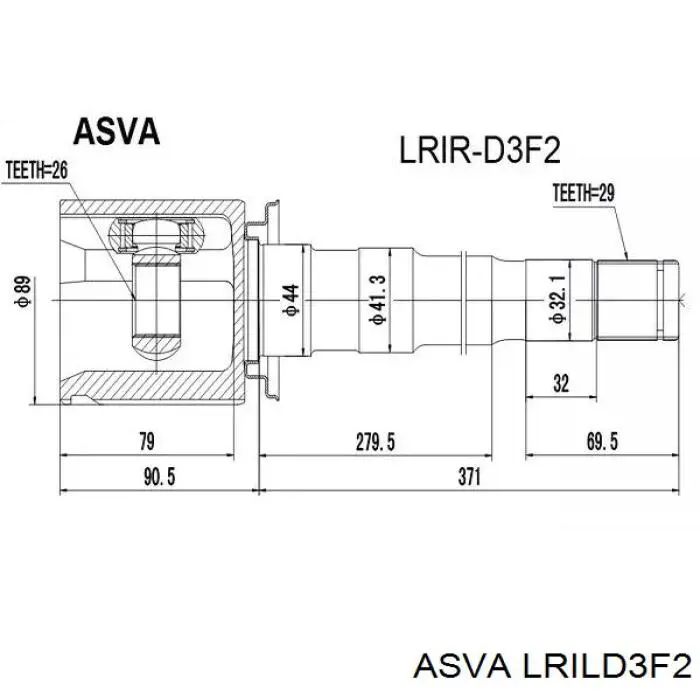 LRILD3F2 Asva шрус внутрішній, передній