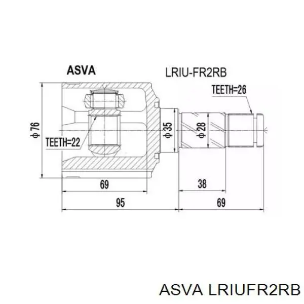 LRIUFR2RB Asva Шарнір кутових швидкостей внутрішній задній