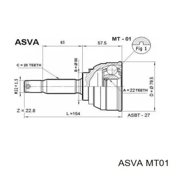 Купити MT01 Asva Шарнір приводу зовнішній