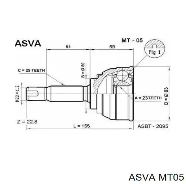 Купити MT05 Asva Шарнір приводу зовнішній