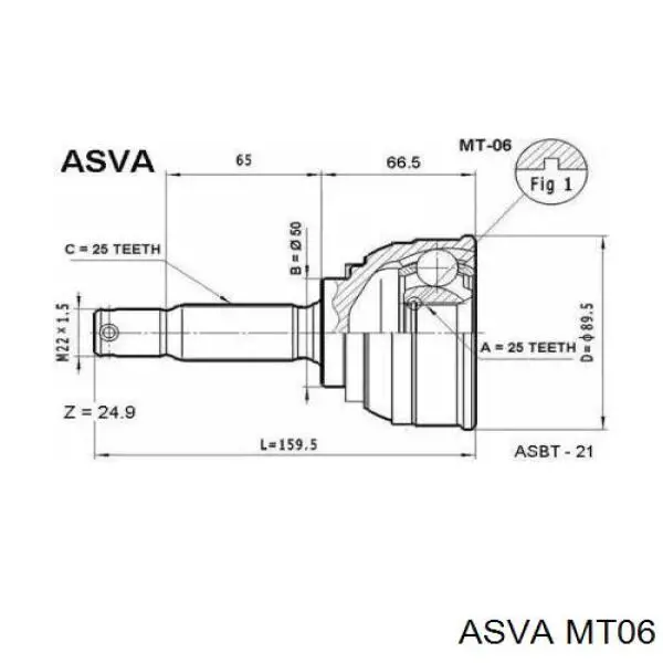 Граната зовнішня передня права MT06 ASVA