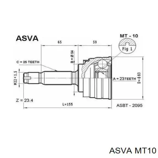 Купити MT10 Asva Шарнір приводу зовнішній