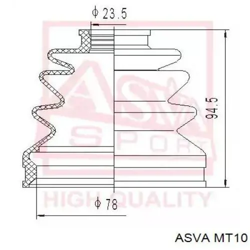 ШРУС зовнішній передній MT10 Asva