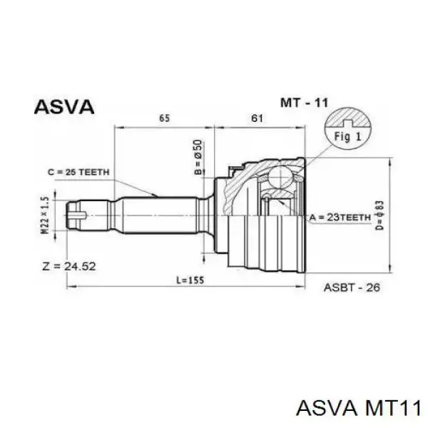 MT11 Asva шрус зовнішній передній