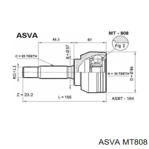 MT808 Asva шрус зовнішній передній