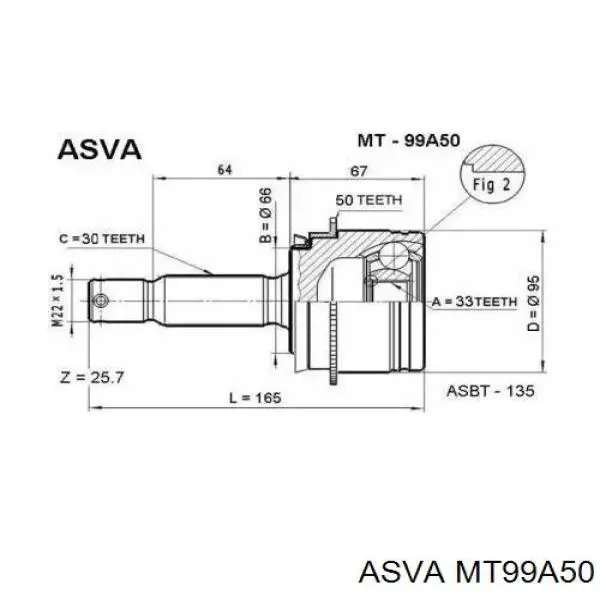 MT99A50 Asva шрус зовнішній передній