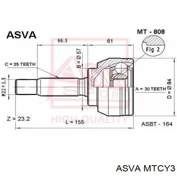 Купити MTCY3 Asva Шарнір приводу зовнішній