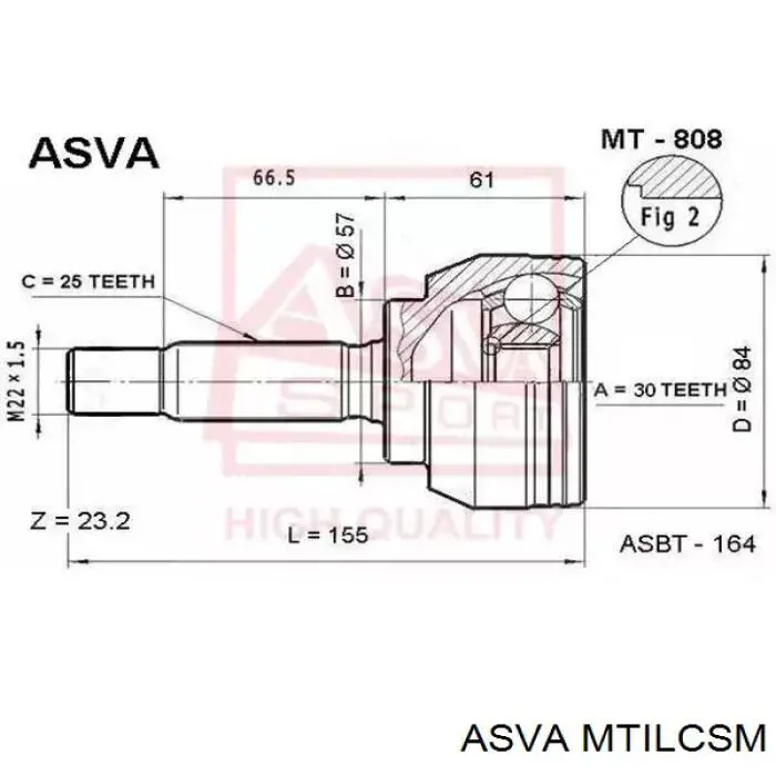 Шарнір кутових швидкостей передній лівий Asva MTILCSM ціна, від 46.36 USD