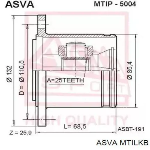 Шарнір кутових швидкостей передній лівий Asva MTILKB ціна, від 41.81 USD