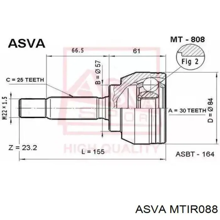 MTIR088 Asva ШРКШ внутрішній, передній, правий