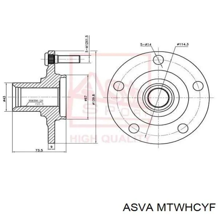 Маточина колеса передня Asva MTWHCYF ціна, від 31.07 USD