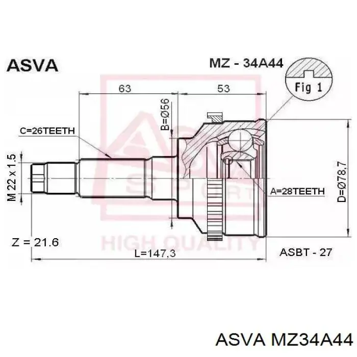 ШРУС зовнішній передній FD552550XA Mazda