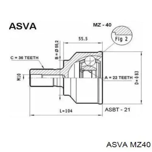 ШРУС зовнішній передній MZ40 Asva