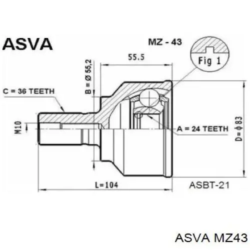 MZ43 Asva шрус зовнішній передній