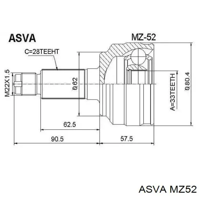 Купити MZ52 Asva Шарнір приводу зовнішній