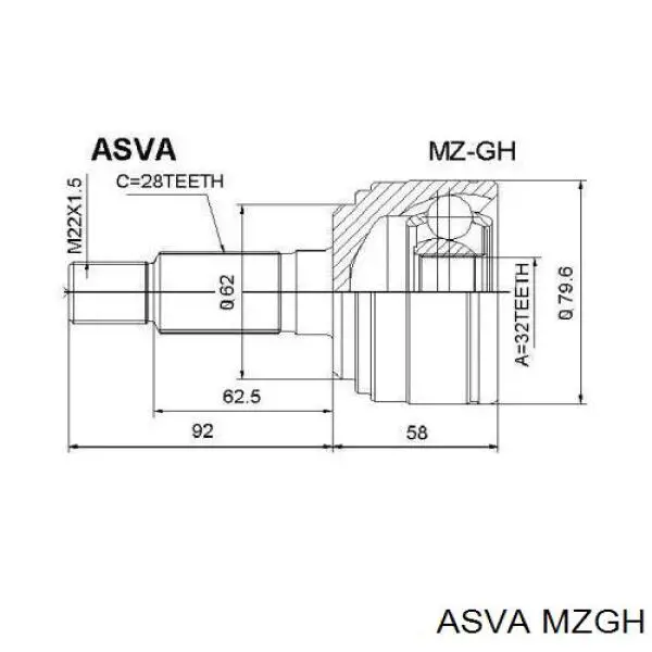 Купити MZGH Asva Шарнір приводу зовнішній