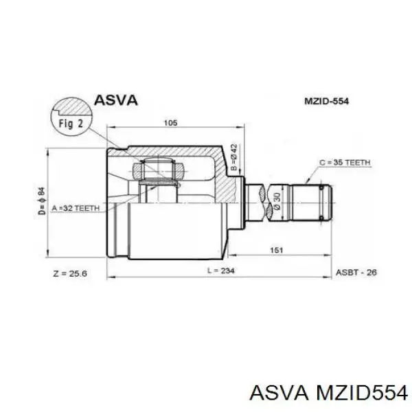 ШРКШ внутрішній, передній, лівий G57022620 Mazda
