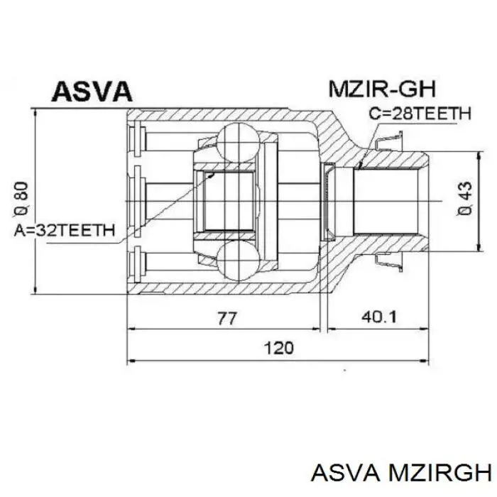 Купити MZIRGH Asva ШРУС внутрішній правий