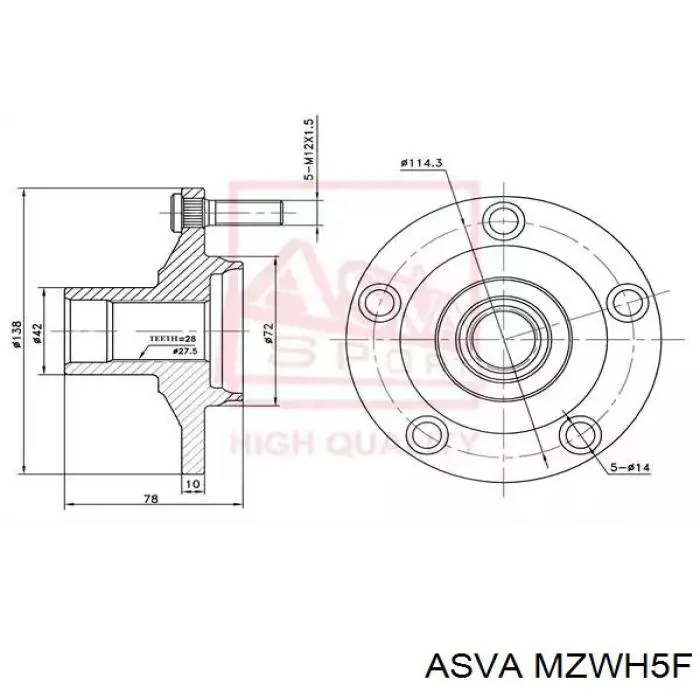 Купити MZWH5F Asva Маточини передніх коліс