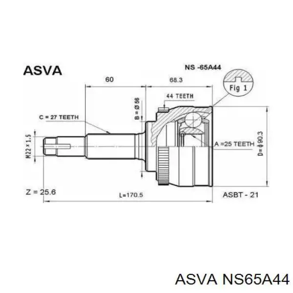 ШРУС зовнішній передній NI065A44 HDK