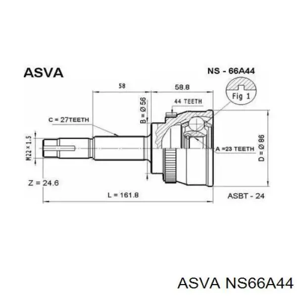 ШРУС зовнішній передній NI66A44 HDK