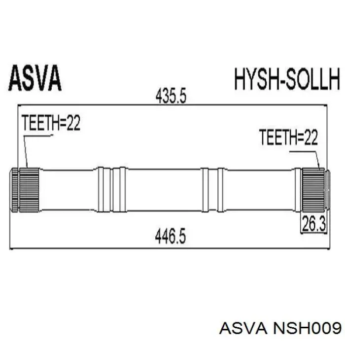 Піввісь передня, права Asva NSH009 ціна, від 44.24 USD