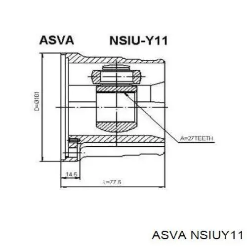  ШРУС внутрішній, передній, лівий Nissan Sunny 3