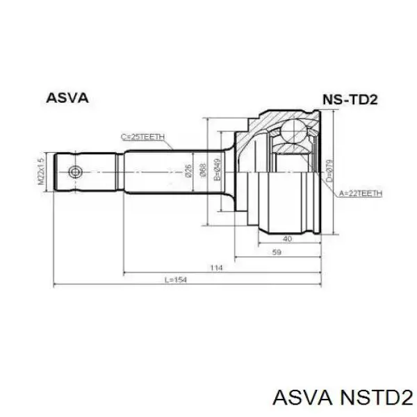 ШРУС зовнішній передній NSTD2 Asva