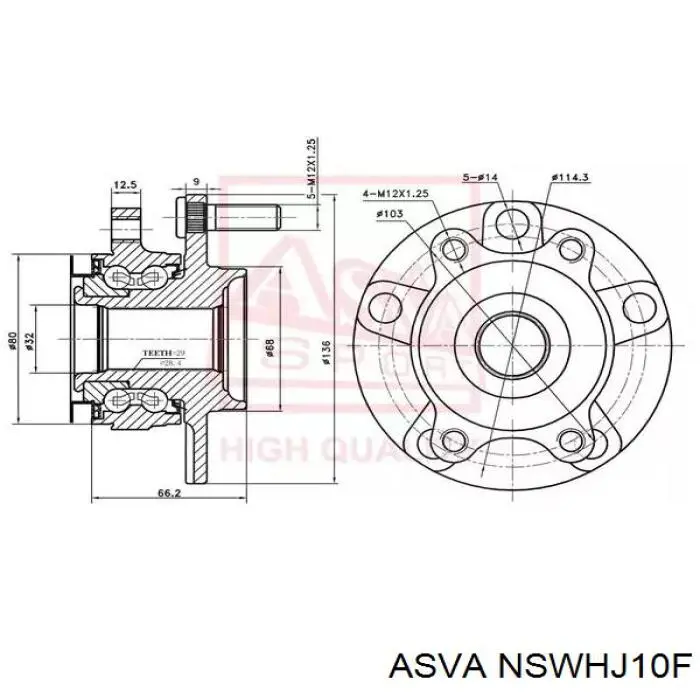 Маточина колеса передня Asva NSWHJ10F ціна, від 58.51 USD