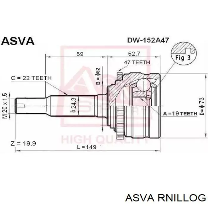 ШРУС зовнішній передній RNILLOG Asva