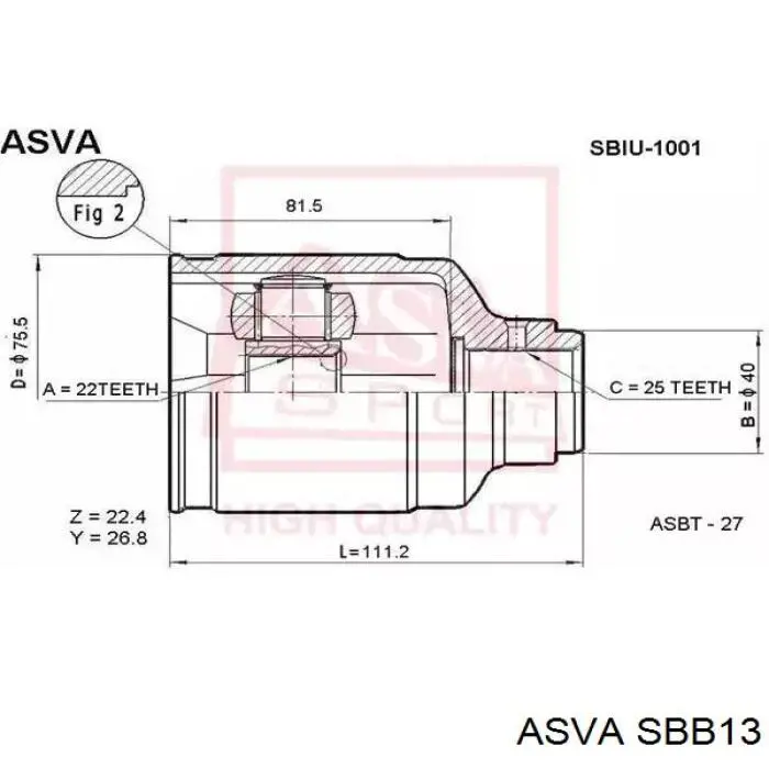 Купити SBB13 Asva Шарнір приводу зовнішній